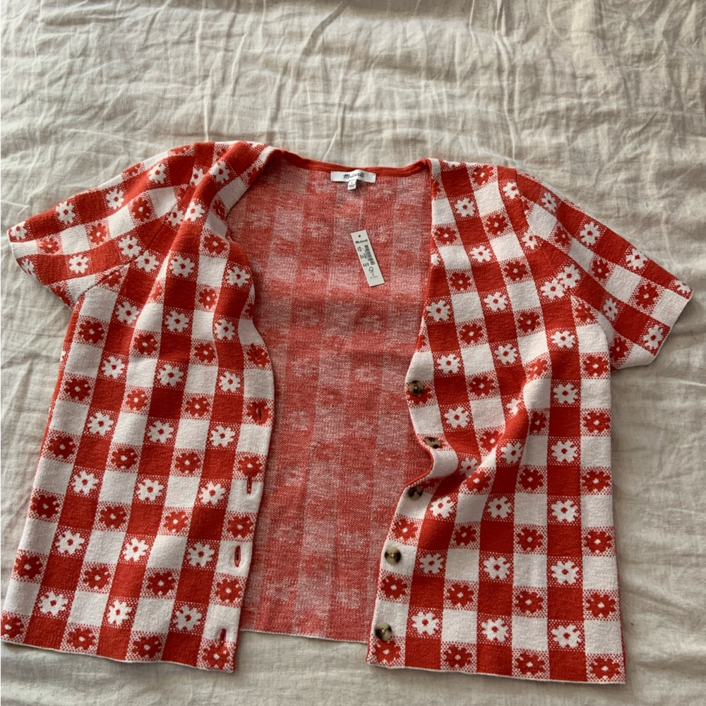 Madewell knit floral cardigan size L